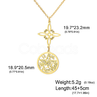 Witch Knot 304 Stainless Steel Hollow Pendant Necklaces for Women FS-WGCB0A9-12-1