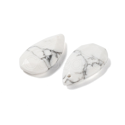 Natural Howlite Faceted Pendants X-G-D082-01A-1