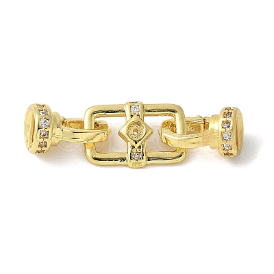 Brass Pave Clear Cubic Zirconia Fold Over Clasps KK-M320-16G-1
