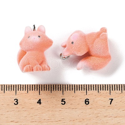 Animal Shape Flocky Resin Pendants RESI-Q229-01G-1