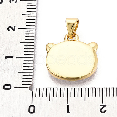 Brass Pave Natural Shell Panda Pendants KK-N268-20G-1