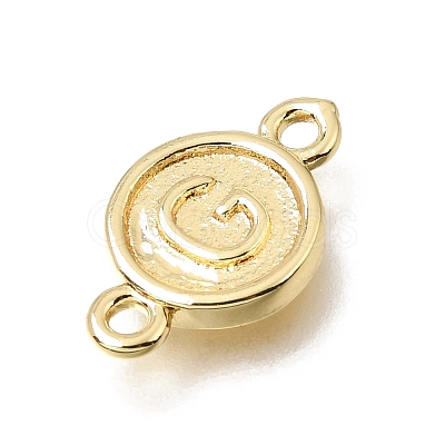 Brass Disc with Initial Links Connector Charms KK-E802-36G-G-1