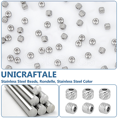 Unicraftale 200Pcs 303 Stainless Steel Beads STAS-UN0055-38-1