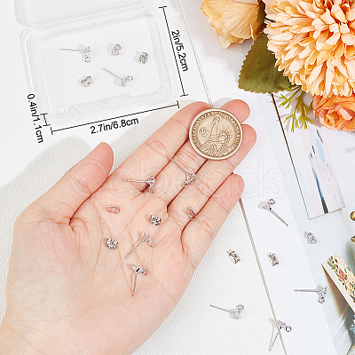 12Pcs Diamond Shape Brass Micro Clear Cubic Zirconia Stud Earring Findings KK-BBC0012-75-1