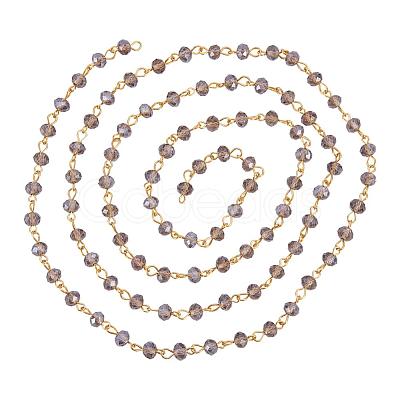 Handmade Rondelle Glass Beads Chains for Necklaces Bracelets Making AJEW-JB00037-05-1