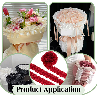5 Yards Polyester Ruffled Trimming Lace Ribbon OCOR-WH0091-76A-1