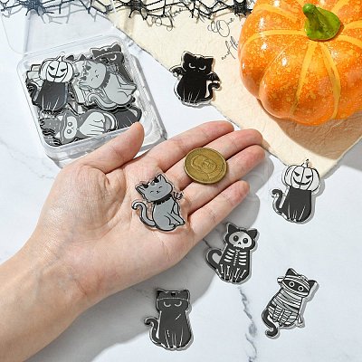 16Pcs 8 Styles Halloween Theme Double-sided Printed Acrylic Pendants OACR-CJ0002-08-1