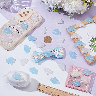 50Pcs 2 Colors Transparent Resin Cabochons RESI-WR0001-15-1