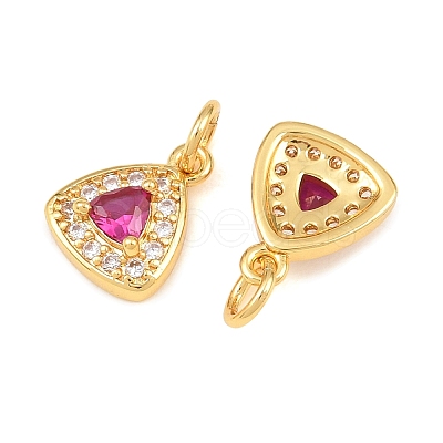 Brass Micro Pave Medium Violet Red Cubic Zirconia Charms CU-CBAB3AD-07G-02-1