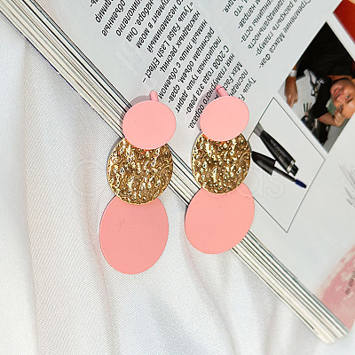 Flat Round Alloy Dangle Stud Earrings FS-WGB25D4-01-1