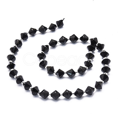 Natural Black Tourmaline Beads Strands G-E569-C15-1