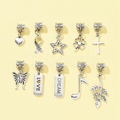 10Pcs 10 Styles Tibetan Style Alloy European Dangle Charms PALLOY-FZ00003-1