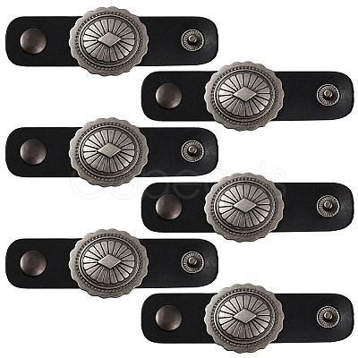 6Pcs Alloy with Imitation Leather Scarf Clips AJEW-CL0004-82A-1