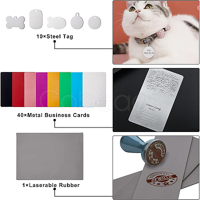 BENECREAT DIY Sublimation Blank Geometry Pet Tag Pendant Necklace Making Findings Kit DIY-BC0005-31-1