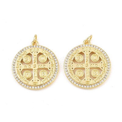 Brass Micro Pave Cubic Zirconia Pendants KK-E091-08G-1