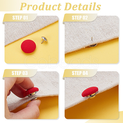 32 Sets 8 Colors Polyester Covered Iron Buttons BUTT-BC0001-12B-1