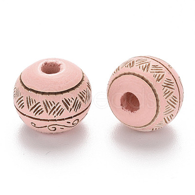 Painted Natural Wood Beads WOOD-N006-02A-03-1