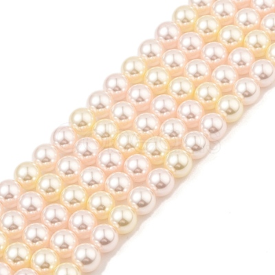 Baking Painted Pearlized Glass Pearl Round Bead Strands PEAR-H019-02C-07-1