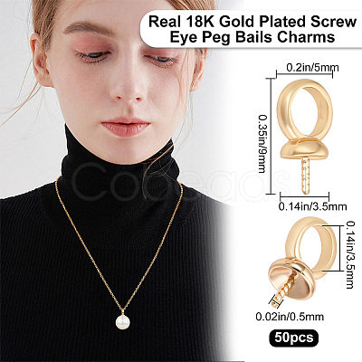 50Pcs Brass Screw Eye Peg Bails Charms KK-BBC0003-45-1
