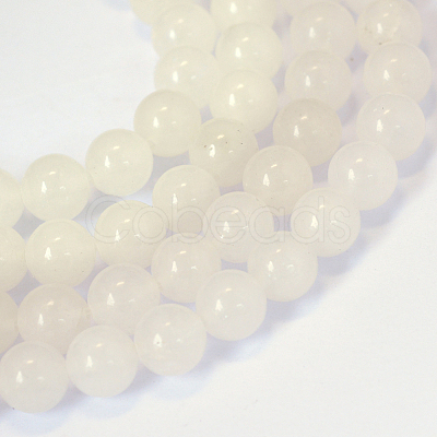 Natural White Jade Round Bead Strands G-E334-8mm-13-1