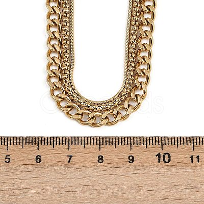 304 Stainless Steel Twisted Chain 3 Layer Necklaces for Women NJEW-A057-02C-G-1