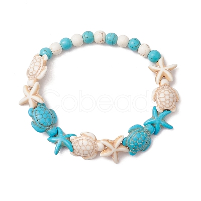 Synthetic Magnesite & Turquoise Beaded Stretch Bracelets for Women BJEW-TA00580-1