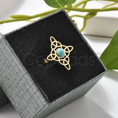 Synthetic Turquoise Finger Rings RJEW-I110-02G-01-1