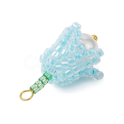 Seed Beads Beaded Charms PALLOY-MZ00363-02-1