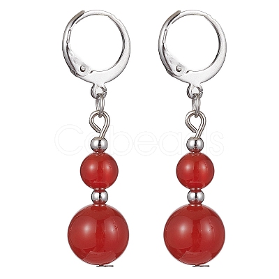Round Natural Gemstone Dangle Earrings EJEW-JE05536-1