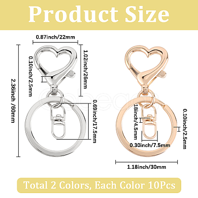 20Pcs 2 Colors Zinc Alloy Keychain Clasps FIND-SP0004-25-1