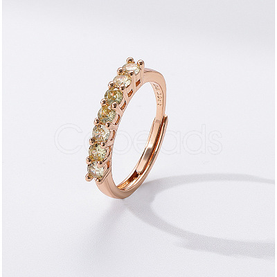 Flat Round Brass Micro Pave Cubic Zirconia Finger Rings FS-WG80990-03-1