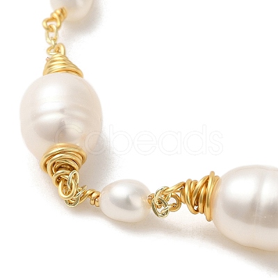 Natural Pearl Beaded Link Bracelets BJEW-C051-39G-1