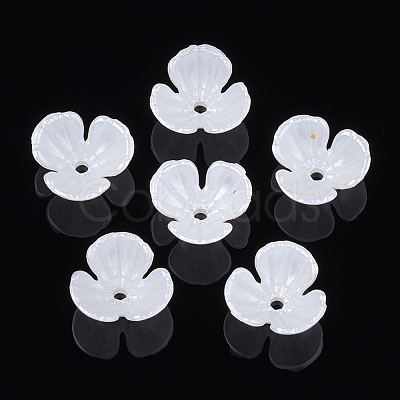 3-Petal ABS Plastic Imitation Pearl Bead Caps OACR-S020-20-1