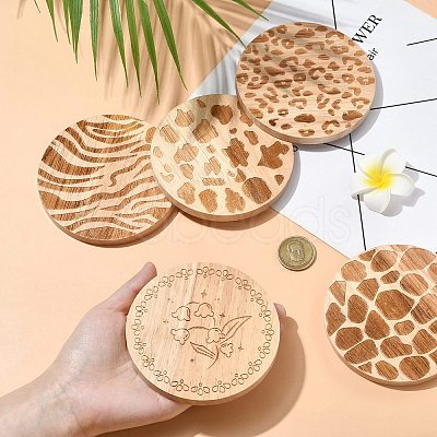 5Pcs 5 Colors Wood Coaster AJEW-CJ0001-67-1