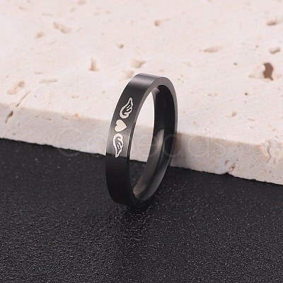 Heart Wing Pattern 304 Stainless Steel Finger Rings FS-WGA5734-21-1