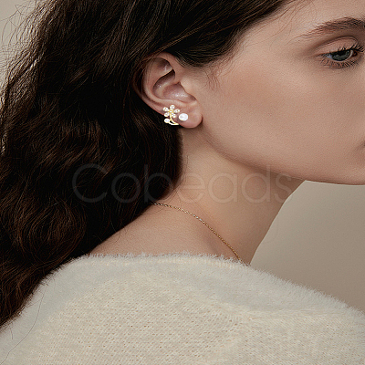 1 Pair Zinc Alloy Rhinestone Stud Earrings EJEW-LP0007-041-1