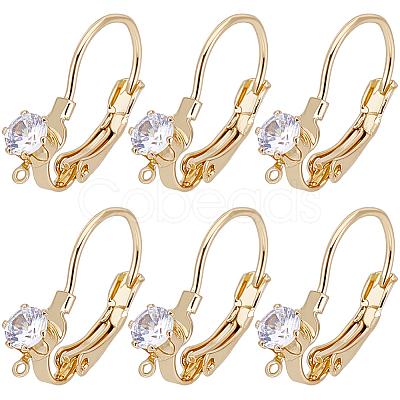 20Pcs Brass Micro Pave Clear Cubic Zirconia Leverback Earring Findings KK-BBC0029-05-1