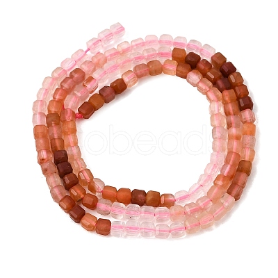 Gradient Natural Red Rabbit Hair Rutilated Quartz & Natural Rose Quartz Beads Strands GG-CBA4808-B02-02-1