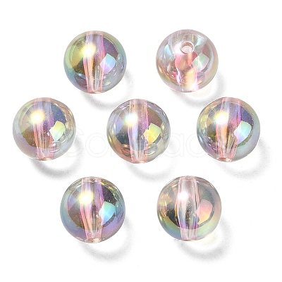 UV Plating Transparent Rainbow Iridescent Acrylic Beads OACR-F004-01A-1