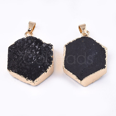 Electroplate Natural Druzy Agate Pendants G-T112-21B-1