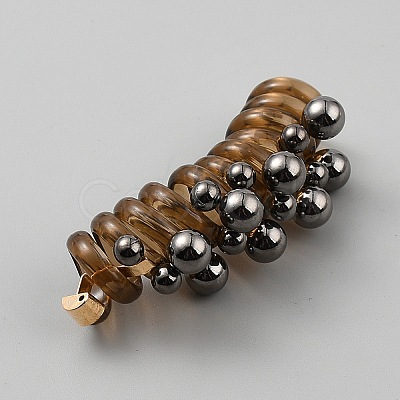 TPU & Zinc Alloy Rose Flower Braided Phone Cord Hair Ties OHAR-WH0014-09B-1