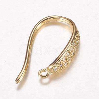 Brass Micro Pave Cubic Zirconia Earring Hooks ZIRC-A008-09G-1