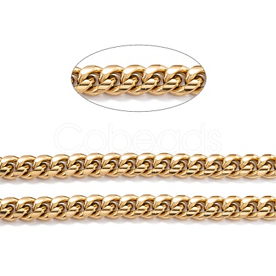 304 Stainless Steel Cuban Link Chain STAS-B019-02C-G-1