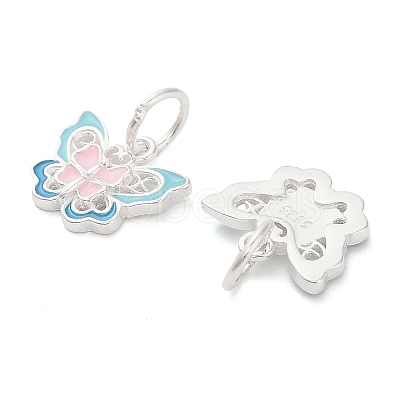 925 Sterling Silver Enamel Pink and Sky Blue Butterfly Charms STER-P071-08S-1
