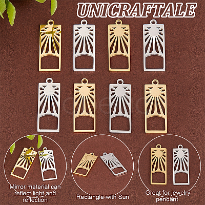 12Pcs 2 Colors 201 Stainless Steel Pendants FIND-UN0003-98-1