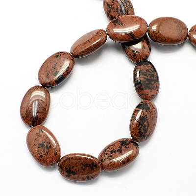 Flat Oval Gemstone Natural Mahogany Obsidian Stone Beads Strands G-S113-01-1