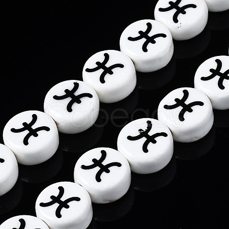 Handmade Porcelain Ceramic Beads Strands PORC-S502-032D-1