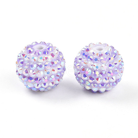 Stripe Pattern Resin AB Rhinestone Round Beads RESI-S313-18x20-16-1