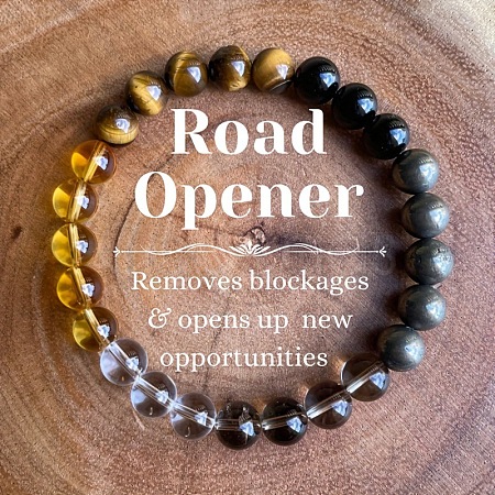 Natural Tiger Eye & Pyrite & Glass Round Bead Stretch Bracelets WG6A8BD-05-1