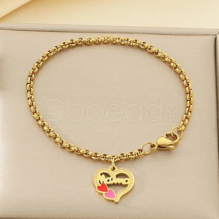 Mother's Day 304 Stainless Steel Enamel Charm Bracelets WG05AE3-06-1